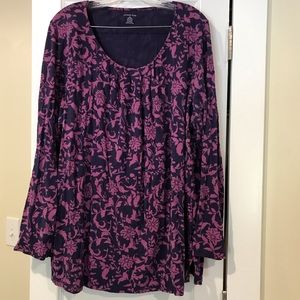 Lands’ End women’s 2x floral long sleeve tunic top